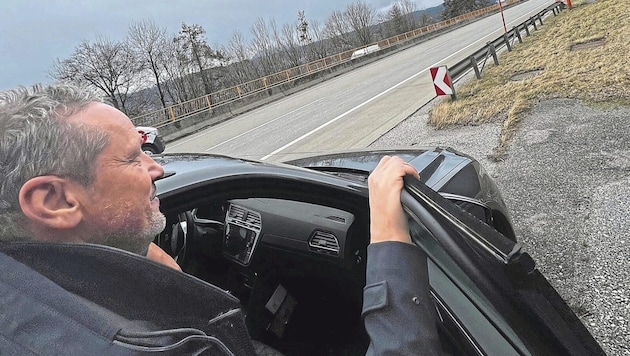 „Spürnase“ Reinhold Wiedergut an einem seiner Hauptarbeitsplätze auf der Südautobahn (Bild: Klaus Loibnegger)