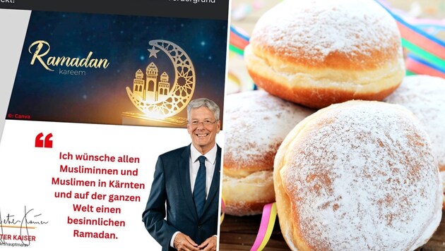 The governor wishes a peaceful Ramadan on Facebook; not to the delight of all Carinthians. And at the Klagenfurt carnival there was a hoppala. (Bild: Screenshot Facebook/Tanja – stock.adobe.com/Krone KREATIV)