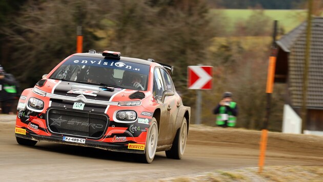 Luca Waldherr setzt seine Titeljagd bei der Rebenland-Rallye fort. (Bild: Daniel Fessl - rallyepics.at)