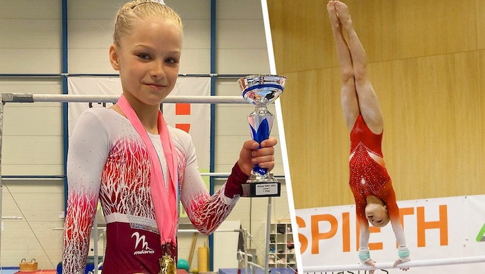 Larissa is a multiple champion and performs difficult elements for her age.
