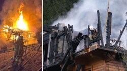 Das Haus wurde komplett zerstört. Am Nachmittag wurde in der Brandruine eine Leiche entdeckt. (Bild: zoom.tirol)