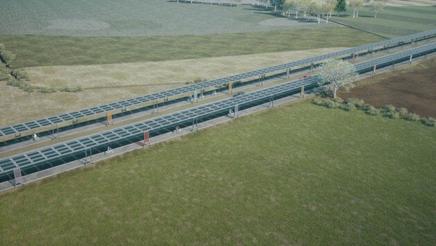 Covered cycle paths that generate electricity. (Bild: Rendering: mo energy systems.)