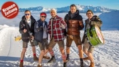 Für gute Laune und Party-Stimmung pur sorgen die fünf Lederhosen-Beach Boys der Mountain Crew im Ski- und Bikerestaurant „Zum Sepp“. (Bild: Peter Krivograd)