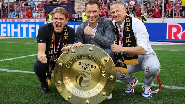 Meister 2023: Christoph Freund, Matthias Jaissle, Stephan Reiter (v. li.).