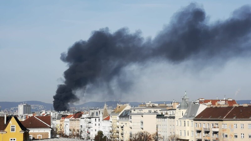 La densa columna de humo era visible desde lejos. (Bild: „Krone“-Leserreporter)