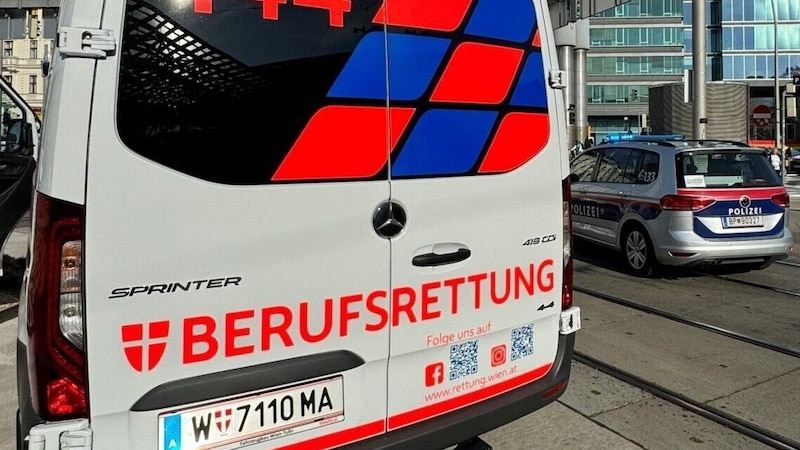 Les secours professionnels de Vienne ont transporté le conducteur à l'hôpital. (Bild: Berufsrettung Wien (Archivbild))