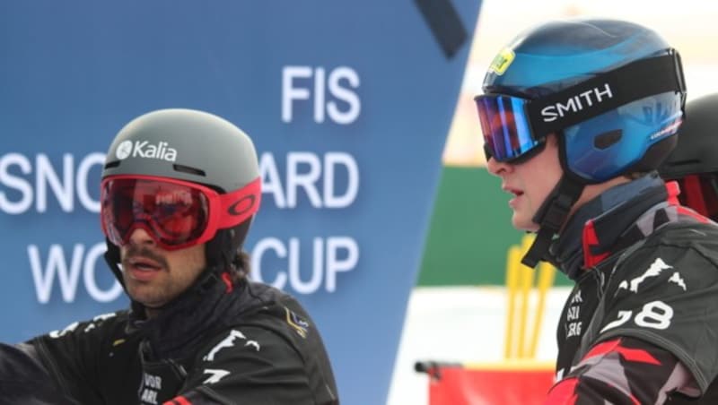 Eliot Grondin (l.) zog als Sieger der Qualifikation in das 32er-Finale ein. Luca Hämmerle (re.) musste nachsitzen, schafften als schließlich als Siebter des zweiten Quali-Heats aber ebenfalls in die Final-Heats. (Bild: Peter Weihs/Kronenzeitung)