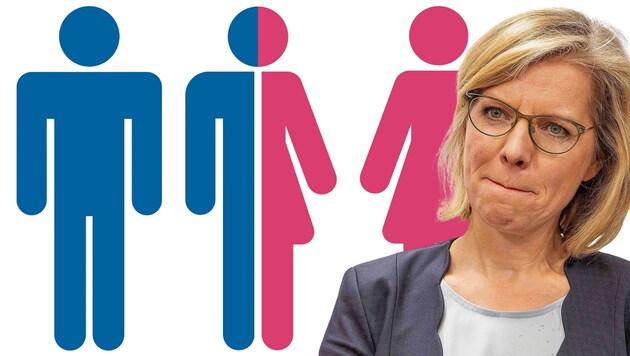 Transport Minister Leonore Gewessler wanted to oblige companies such as Vienna Airport and Wiener Linien to carry out "gender tests". But now they have backed down. (Bild: SEPA.Media/Indra, stock.adobe.com/fotohansel, Krone KREATIV)