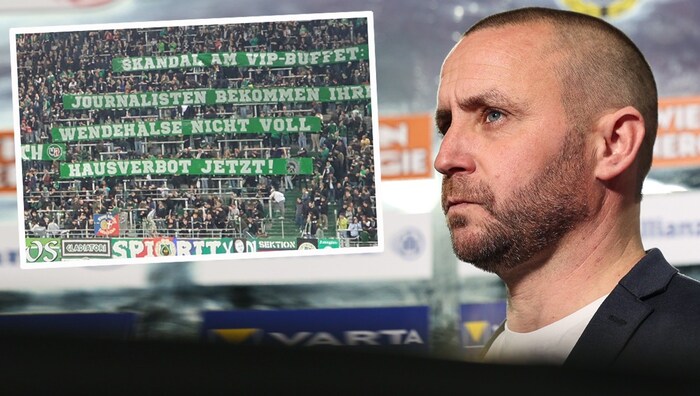 Diese Anfeindungen gegen Journalisten waren beim Spiel gegen den LASK zu sehen. Im Bild ...