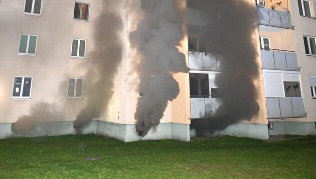 Black smoke billowed out of the cellar for the second time in a week. (Bild: Stadt Wien | Feuerwehr )