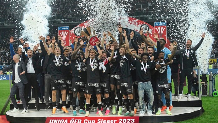 Last year, Sturm celebrated winning the title against Rapid in the Cup final.