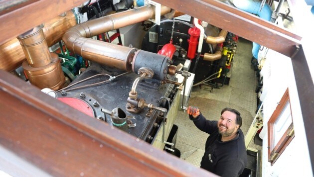 110 Jahre alt ist die Thalia – und die Maschine, die das Schiff antreibt. 150 PS reichen aus. Bis zu 14 km/h schnell kann das Schiff über den Wörthersee fahren. (Bild: Uta Rojsek-Wiedergut)