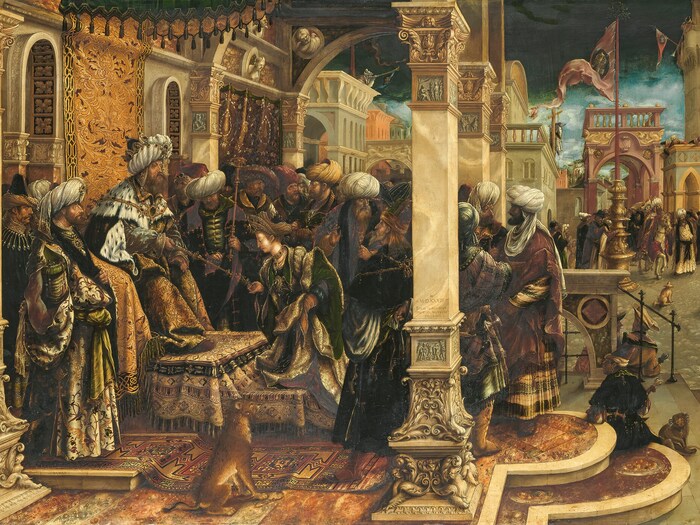 Hans Burgkmairs Gemälde „Esther vor Ahasver“