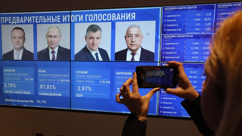 Putins Mitbewerber fungierten eher als Statisten. (Bild: AFP)