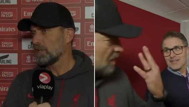 Jürgen Klopp was visibly annoyed by a reporter's question. (Bild: instagram.com/DanishScout_)