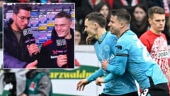 Bei einer Frage an Florian Wirtz trat der DAZN-Reporter Mario Rieker ins Fettnäpfchen. (Bild: APA/AFP/THOMAS KIENZLE, twitter.com/baiernbube)