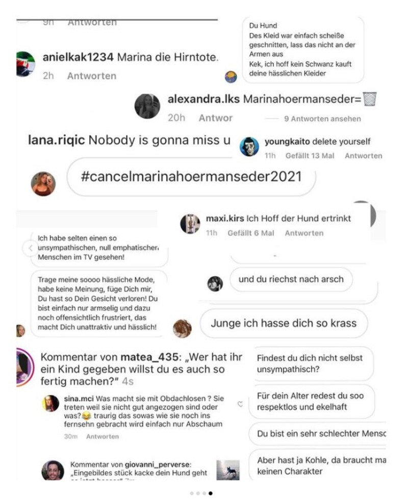 Marina Hoermanseder macht auf Instagram öffentlich, wie schlimm sie beschimpft wird. (Bild: www.instagram.com/marinahoermanseder)