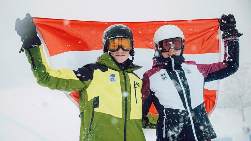 Werner Pietsch (l.), der mit Marie Gams (r.) bei den EYOF-Games jubelte, ist verletzt. (Bild: GEPA pictures)