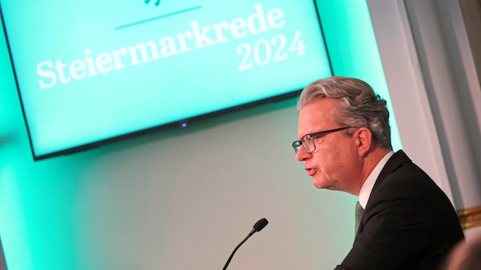 Christopher Drexler lors de son discours sur la Styrie