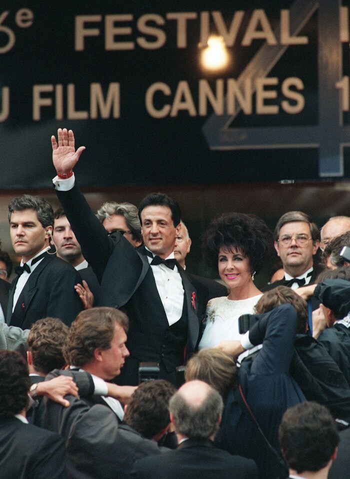 Sylvester Stallone und Elizabeth Taylor 1993 bei den Filmfestspielen in Cannes.