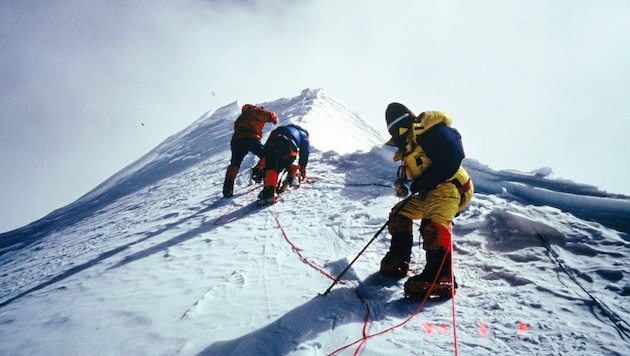 The Austrian Edith Bolda on the summit ridge of Shisha Pangma (8027 meters) (Bild: zVg)