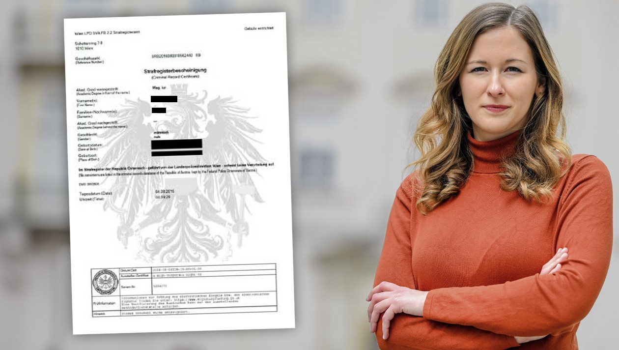 El Secretario de Estado Plakolm pide nuevas normas para el extracto ampliado de antecedentes penales. (Bild: Harald Dostal Krone KREATIV,)