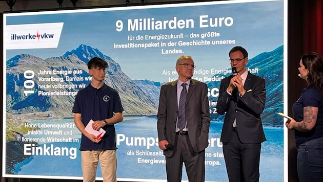 In the new "Energy Quarter", Illwerke-VKW CEO Christof Germann and Governor Markus Wallner presented the planned projects for Vorarlberg's energy future. (Bild: sos)
