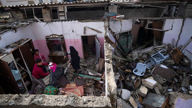 Maison détruite à Rafah dans la bande de Gaza (Bild: AP)