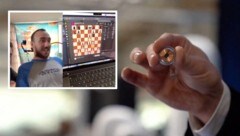 Der erste Proband mit Neuralink-Implantat kann damit einen Maus-Cursor steuern und Schach spielen. Komplikationslos verlief die Implantation aber nicht. (Bild: Neuralink, twitter.com/cd_doge, Krone KREATIV)