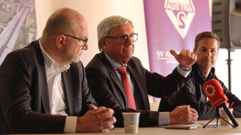 Austria-Präsident Claus Salzmann und Noch-Stadtchef Harald Preuner fanden eine Lösung im Stadion-Wirrwarr. (Bild: Andreas Tröster)