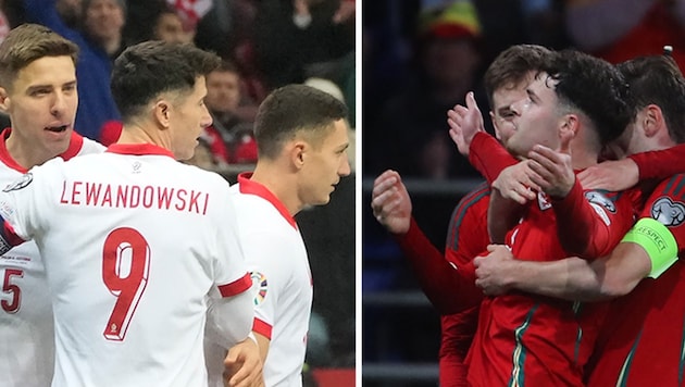 Polen und Wales duellieren sich am Dienstag um das EM-Ticket in der ÖFB-Gruppe. (Bild: AFP or licensors)