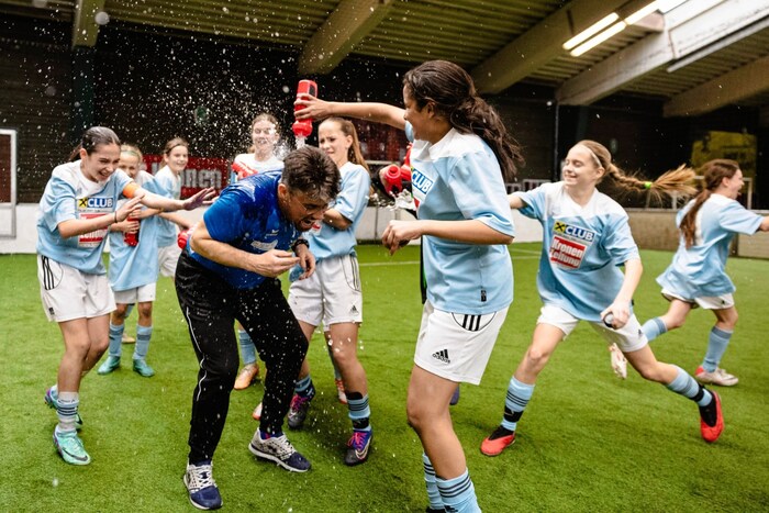 The coach should be showered after a victory.