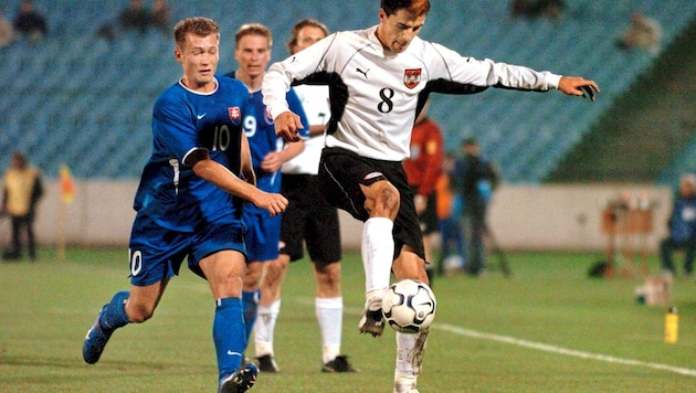 Janocko (left) met Austria and Paul Scharner with Slovakia in 2004 (Bild: GEPA pictures)