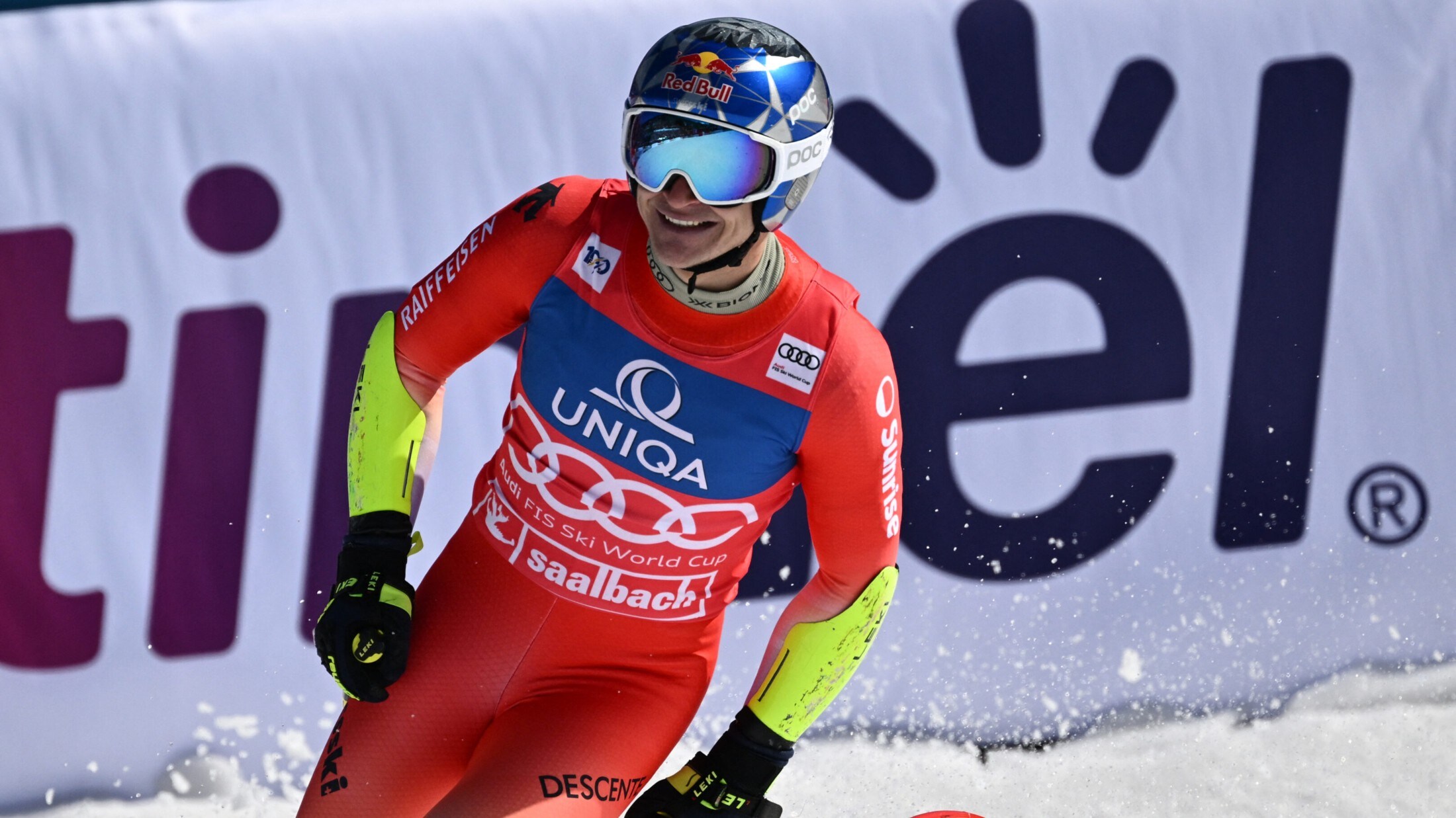 Marco Odermatt was relieved at the finish. (Bild: AFPAPA/AFP/Joe Klamar)