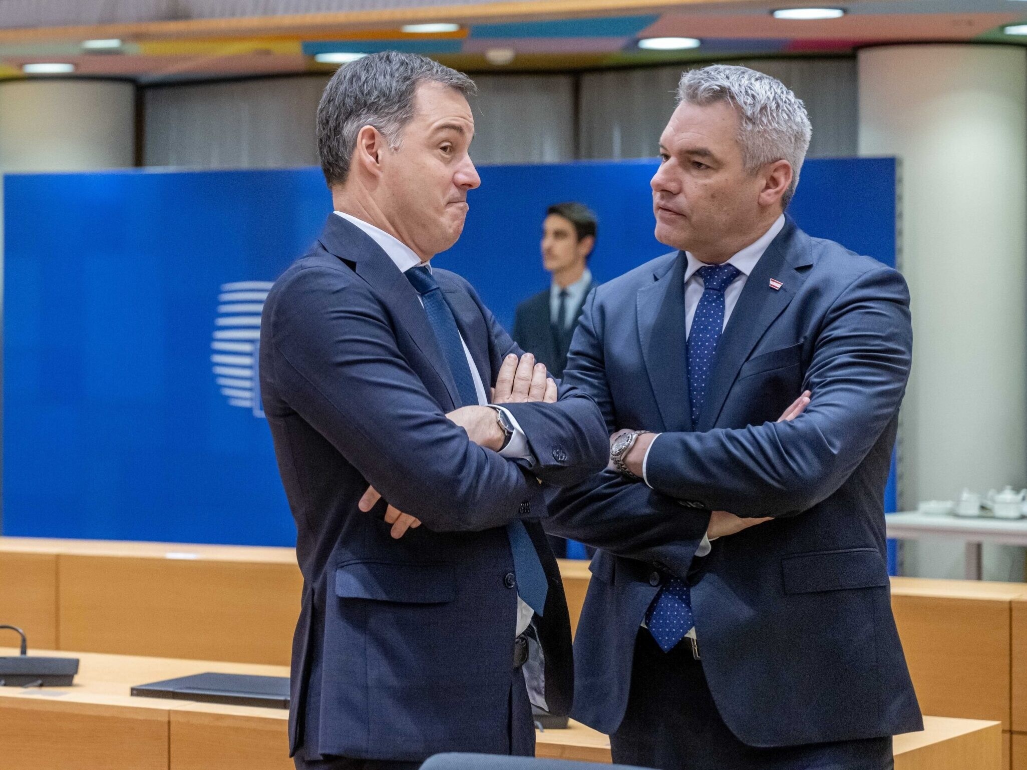 At odds on the Israel issue: Belgium's De Croo and Chancellor Nehammer (Bild: JONAS ROOSENS / ANP / picturedesk.com)