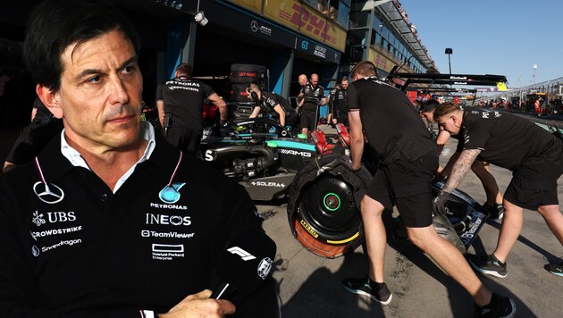 Probleme bei Mercedes – zum Ärger von Teamchef Toto Wolff.  (Bild: APA/AFP/Martin KEEP, GEPA)