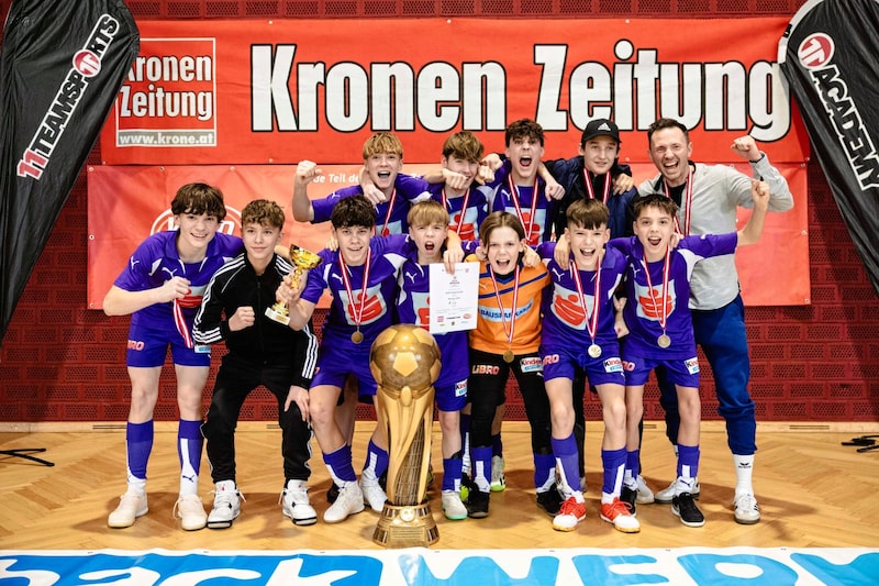 Heuer gewannen die Fußball-Burschen der Polgarstraße den „Krone“-Hallencup in der Wiener Stadthalle B. (Bild: Mario Urbantschitsch)