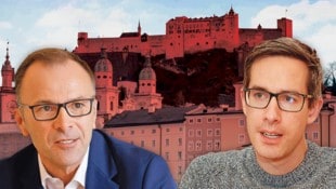 Zweikampf um die „rote Festung“ Salzburg zwischen Bernhard Auinger (Bild links) und Kay-Michael Dankl. (Bild: REUTERS, Tschepp Markus, Daniel Scharinge Krone KREATIV,)