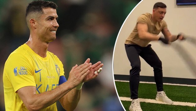 Cristiano Ronaldo ist begeistert von Mesut Özils Mucki-Video. (Bild: instagram.com/m10, AFP)