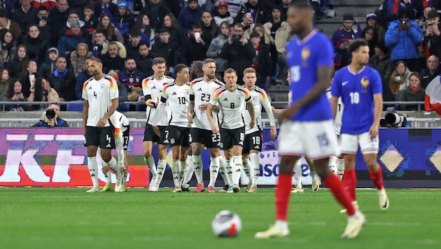 Germany were able to celebrate in Lyon. (Bild: APA/AFP/FRANCK FIFE)