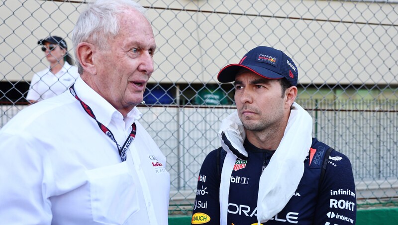 Ratlosigkeit bei Helmut Marko (li.) und Sergio Perez (Bild: GEPA pictures)