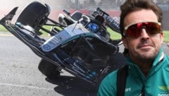 George Russell crashte. Alonso (re.) erhält eine Strafe. (Bild: APA/AFP/Paul Crock, APA/Martin KEEP)