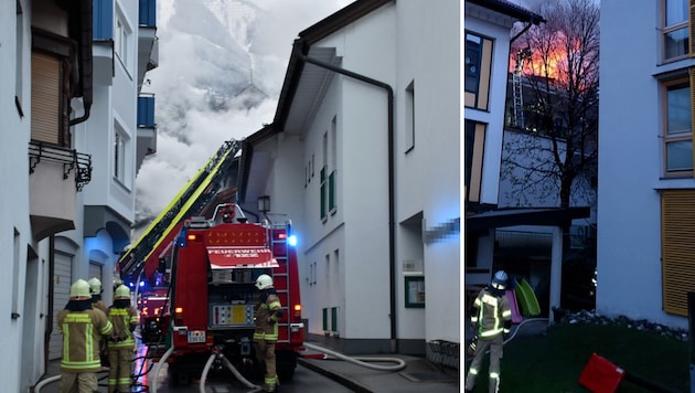 Im dicht bebauten Stadtzentrum von Schwaz kam es Sonntagfrüh zum Feuerwehreinsatz. (Bild: zoom.tirol)