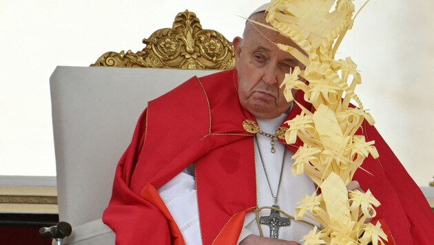 The pontiff will not be resting during the Easter holidays - on the contrary. Despite his poor health, his schedule is full. In the picture: Francis on Palm Sunday (Bild: AFP)