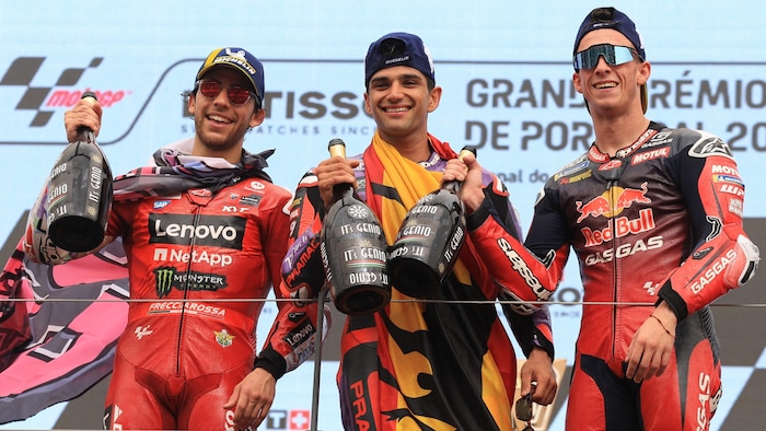 Enea Bastianini, Jorge Martin and Pedro Acosta (from left)