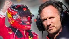 Red-Bull-Teamchef Christian Horner (re.) verfolgte die Leistungen von Carlos Sainz ganz genau. (Bild: ASSOCIATED PRESS, APA/AFP/POOL/Scott Barbour)