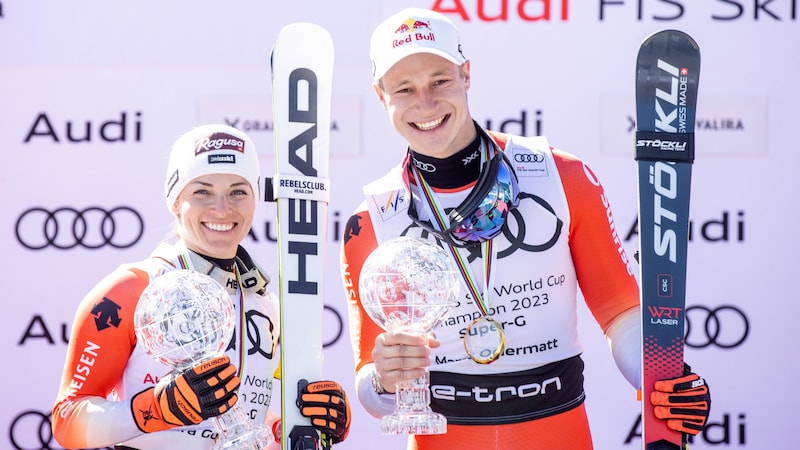 Schweizer Ski-Überflieger: Lara Gut-Behrami (l.) und Marco Odermatt (Bild: GEPA pictures)