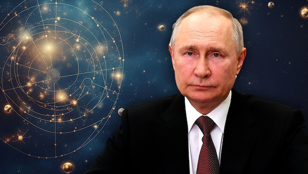 Vlagyimir Putyin Mérleg jegyű, és az aszcendensében Skorpió jegyű. (Bild: Adobe Stock, Krone Kreativ)