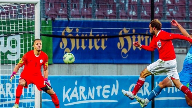 Kann Thomas Herrklotz auch im zweiten Spiel gegen Slowenien treffen? (Bild: Herrklotz)