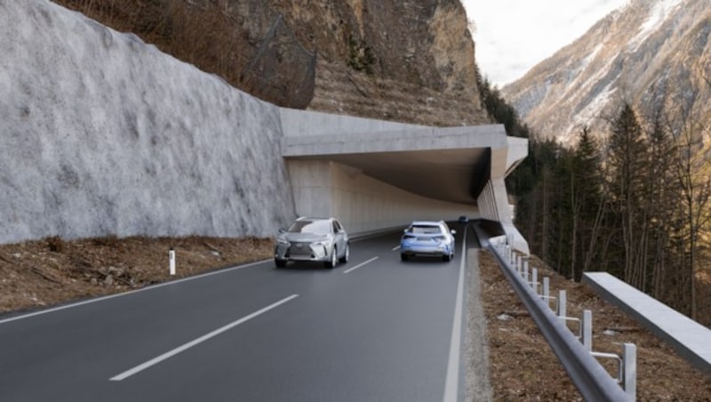 Visualisierung der geplanten 400 Meter langen Kanzelgalerie. (Bild: Land Tirol/EQ-Vis)